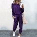 Spot autumn and winter new cross-border European and American women's clothing Amazon popular loose solid color long sleeve casual suit OM9126