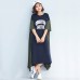 Women Casual Loose Patchwork Cotton Dresses