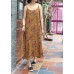 Plus Size Yellow Floral Spring Cotton Strap Dress