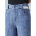 Modern Blue High Waist Zip Up Pockets Plaid Cotton Wide Leg Pants Trousers Summer