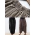 Original Design Coffee Elastic Waist Linen Harem Pants Summer