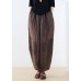 Original Design Coffee Elastic Waist Linen Harem Pants Summer