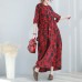 fashion red prints long cotton dresses Loose fitting back tie waist caftans New o neck kaftans