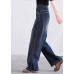 Baggy Denim Blue High Waist Pockets Cotton Straight Pants Summer