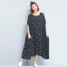 Women Fashion Print Cotton Linen Casual Dresses