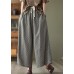 Small Plaid Loose Linen Wide Leg Pants Drawstring Summer