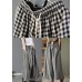 Small Plaid Loose Linen Wide Leg Pants Drawstring Summer