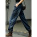 Style Blue Original Design Pockets Patchwork Cotton Denim Beam Pants Spring