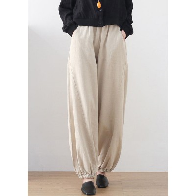 Linen Colour Solid Loose Linen Lantern Pants Draping Summer