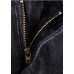 Boutique Black Pockets Draping Cotton Denim Straight Pants Spring